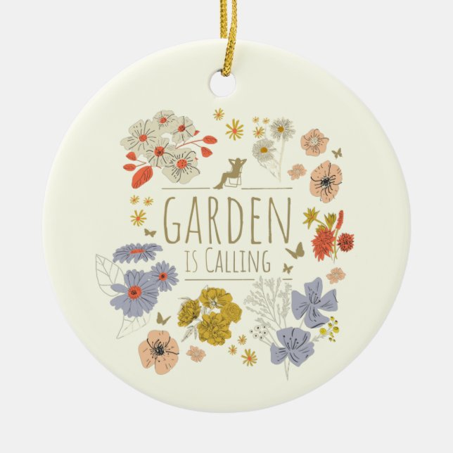 Garden Botanical Flowers For Gardening Mom and Dad Ceramic Ornament (Front)