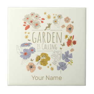 Garden Botanical Flowers For Gardening Mom and Dad Tile