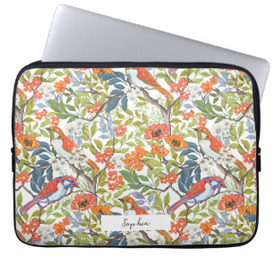 Garden Branches with Flowers Leaves and Birds Laptop Sleeve