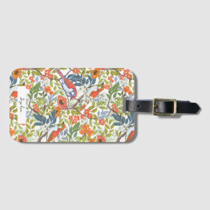 Garden Branches with Flowers Leaves and Birds Luggage Tag