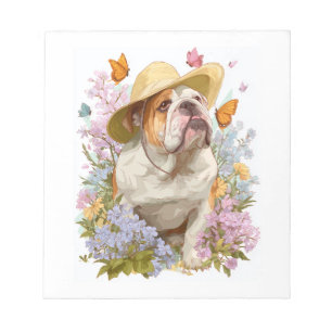 Garden Bulldog – Floral Funny Dog Notepad