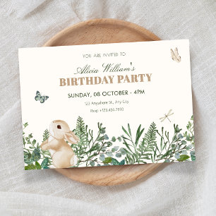 Garden bunny birthday invitation