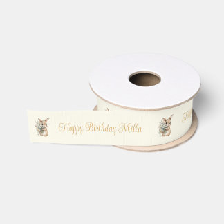 Garden Bunny Personalized Birthday Ribbon Grosgrain Ribbon