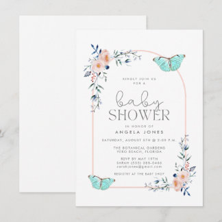 Garden Butterfly Girl Baby Shower Invitation
