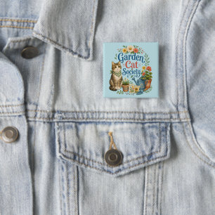 Garden Cat Society Cottagecore Florals 2 Inch Square Button