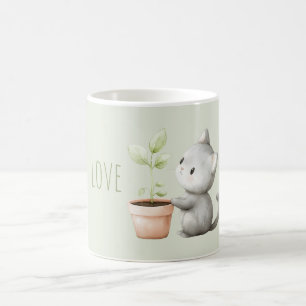 Garden Cat with Plant love  Coffee Mug