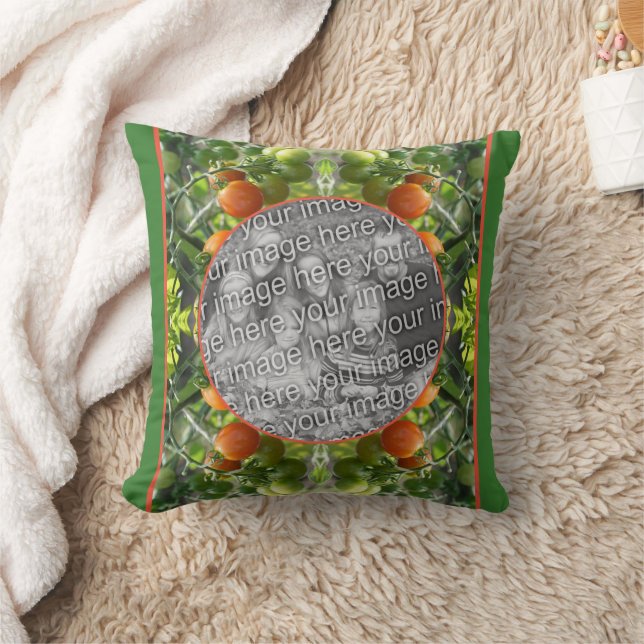 Garden Cherry Tomatoes Frame Add Your Own Photo   Throw Pillow (Blanket)