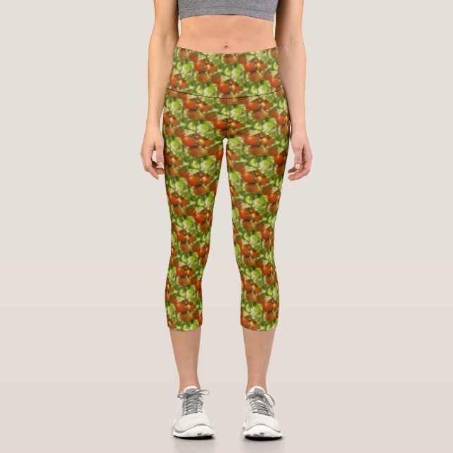Garden Cherry Tomatoes Nature Pattern   Capri Leggings (Front)