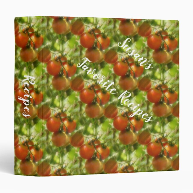 Garden Cherry Tomatoes Pattern Recipe Binder (Front/Spine)