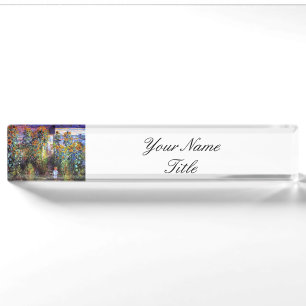 Garden Claude Monet Summer Sunflower Flowers Nameplate