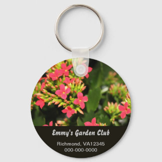 Garden club keychain, red garden flowers keychain