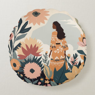 Garden Contemplation Round Pillow