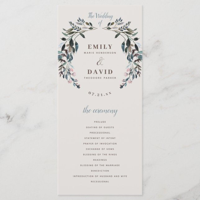 Garden Crest | Eggshell | Floral Wedding Ceremony Program (Front)
