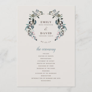 Garden Crest Eggshell Floral Wedding Ceremony Program