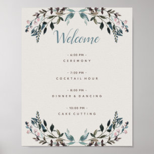 Garden Crest Eggshell Floral Wedding Program Poster