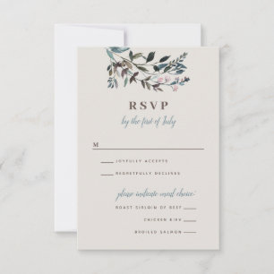 Garden Crest Eggshell Meal Options Wedding RSVP Card
