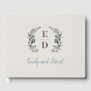 Garden Crest Eggshell Monogram Wedding Guest Book