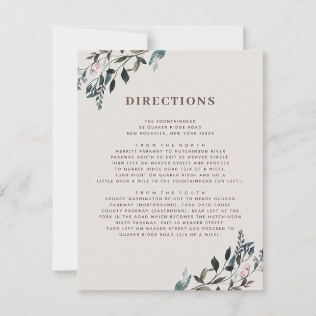 Garden Crest |  Eggshell | Wedding Directions Info RSVP Card (Front)