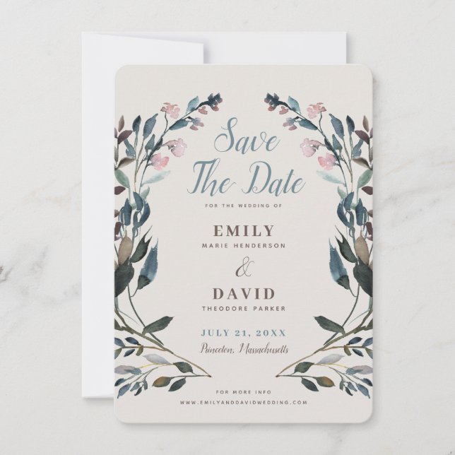 Garden Crest | Eggshell | Wedding Save The Date (Front)