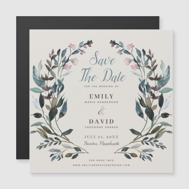 Garden Crest | Eggshell | Wedding Save The Date Magnetic Invitation (Front/Back)