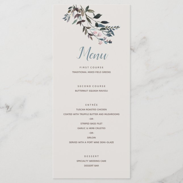 Garden Crest | Eggshell | Wedding Script Menu (Front)