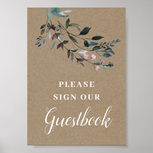 Garden Crest | Livre d'or de mariage floral rustiq (Devant)