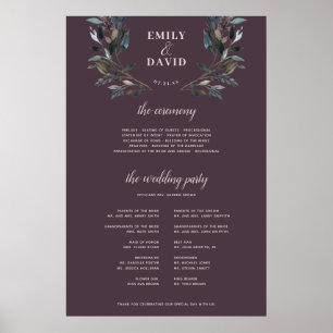 Garden Crest   Mauve Purple Ceremony Program Sign