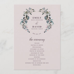Garden Crest Mauve Purple Floral Wedding Ceremony Program