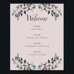 Garden Crest Mauve Purple Floral Wedding Program Poster<br><div class="desc">This wedding program poster announces the schedule of your  big day to your bridal party and guests in style. Featuring navy and pink watercolored flowers and leaves. This is part of our "Garden Crest" wedding collection. Be sure to visit the collection to see more  coordinating items!</div>