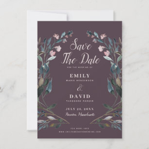 Garden Crest   Mauve Purple Wedding Save The Date