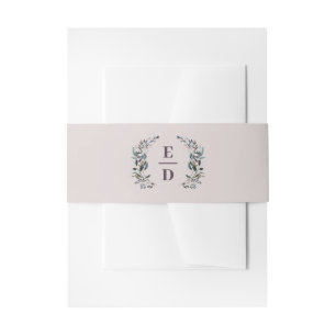 Garden Crest Mauve Wedding Monogram Invitation Belly Band