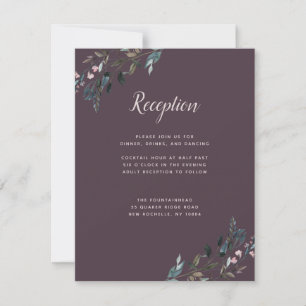 Garden Crest Purple Wedding Reception Info RSVP Card