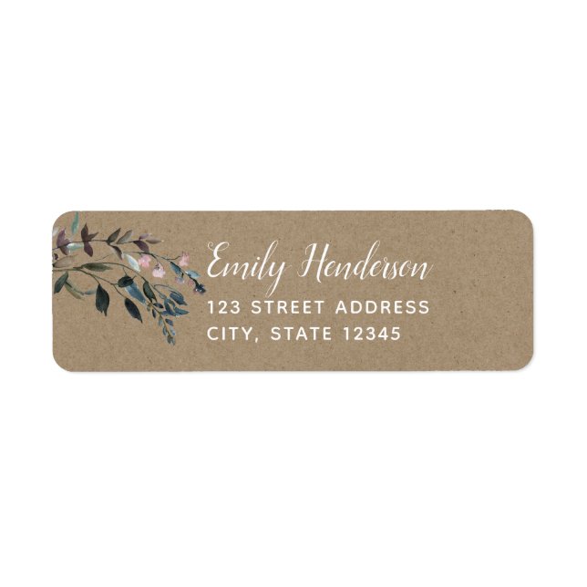 Garden Crest Rustic Kraft Floral Adresse de retour (Devant)