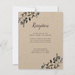 Garden Crest   Rustic Kraft Wedding Reception Info RSVP Card