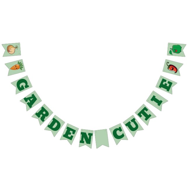 Garden Cutie Smiling Veggies Baby Shower Bunting Flags (All)