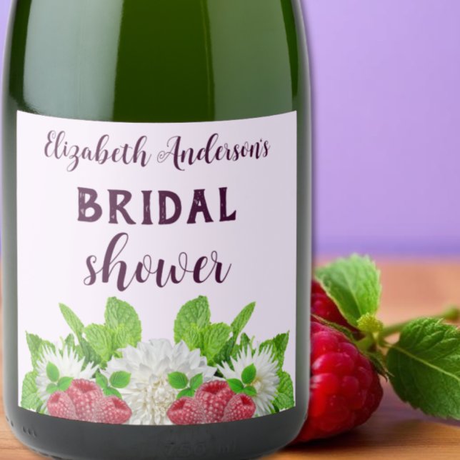 Garden Dahlia Bridal Shower Sparkling Wine Label (Creator Uploaded)