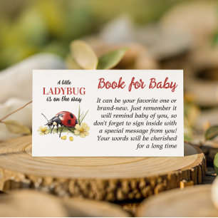 Garden Daisy Little Ladybug Book For Baby Shower Enclosure Card