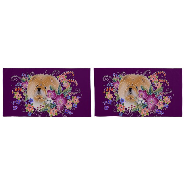 GARDEN DANCE CHOW - KING pillowcase eggplant (Back-Set)