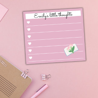 Garden Day Dreams – Heart & Floral Personalized  Post-it Notes