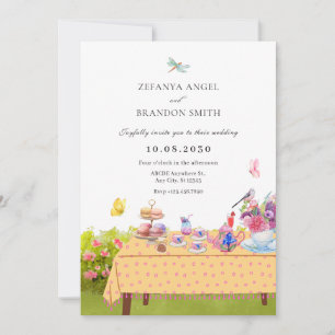 Garden dining table nature wedding  invitation