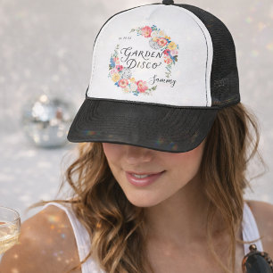 Garden Disco Bachelorette Party Monogram Trucker Hat