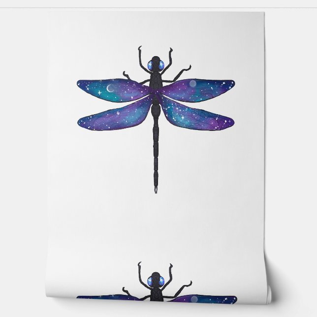 Garden Dragonfly Print Wallpaper (Unrolling)