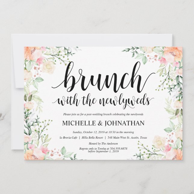 Garden Elegance Floral Post Wedding Brunch Invites (Front)