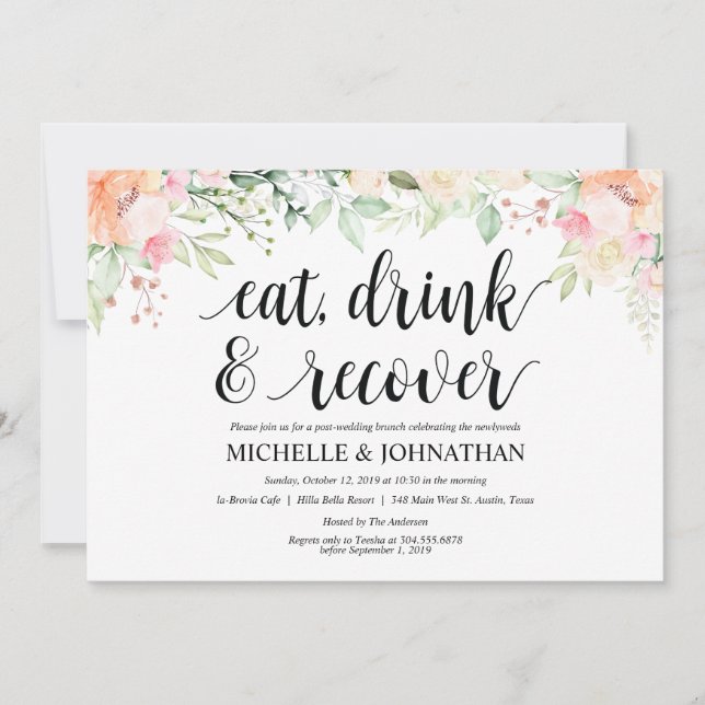 Garden Elegance Floral Post Wedding Brunch Invites (Front)