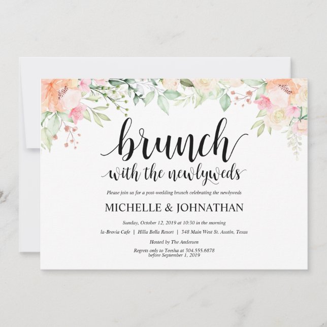 Garden Elegance Floral Post Wedding Brunch Invites (Front)