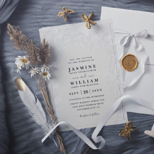 Garden Embossed Floral Elegant Modern Wedding Invitation