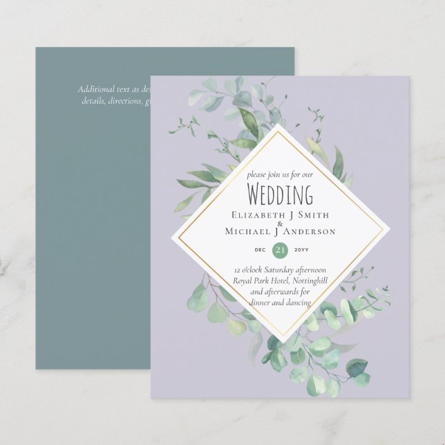 Garden Eucalyptus Greenery DUSTY Purple Wedding (Front/Back)