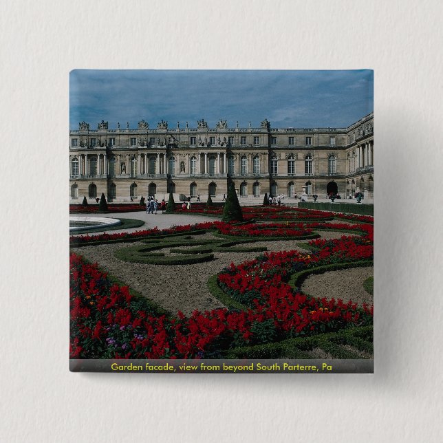 Garden facade, view from beyond South Parterre, Pa 2 Inch Square Button (Front)