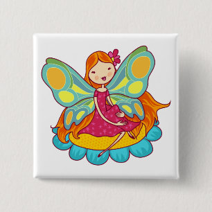 Garden Fairy 2 Inch Square Button
