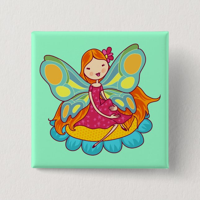 Garden Fairy 2 Inch Square Button (Front)